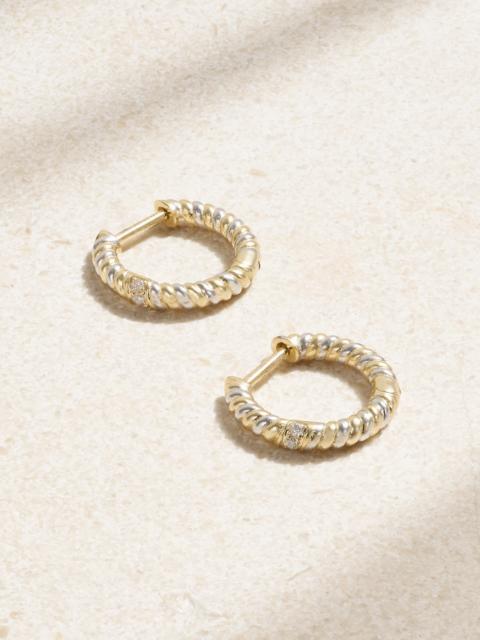 Yvonne Léon 9-karat Yellow And White Gold Diamond Hoop Earrings