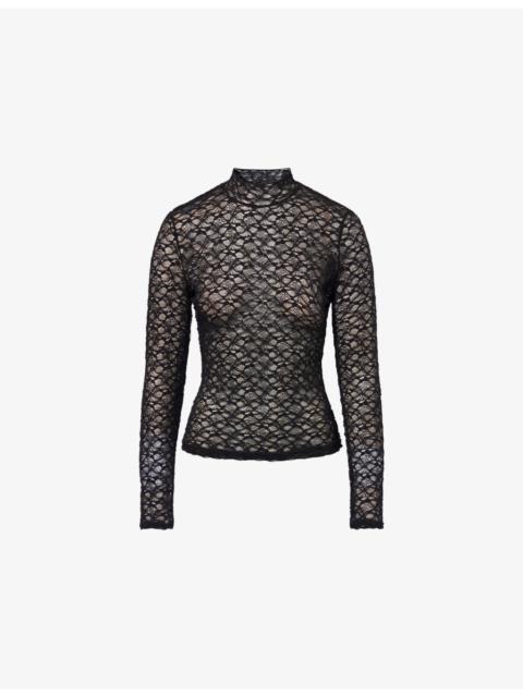 Reformation Nell Knitted Stretch-Lace Top