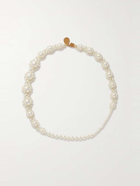 Daisy gold-tone faux pearl necklace