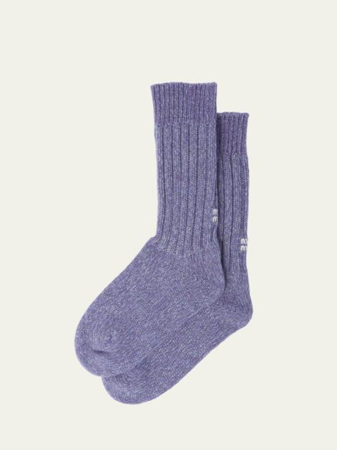Miu Miu Logo Robbed Wool Cashmere Socks