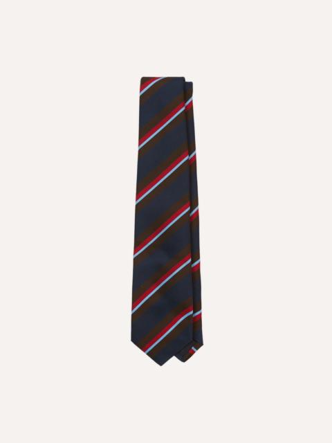 Drake's Navy, Brown and Red Stripe Mogador Silk Tipped Tie