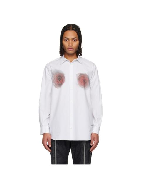 Jean Paul Gaultier White 'The Red Blurry Roses Print' Shirt