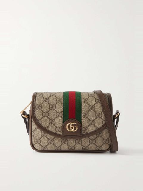 GUCCI Ophidia leather-trimmed printed coated-canvas shoulder bag