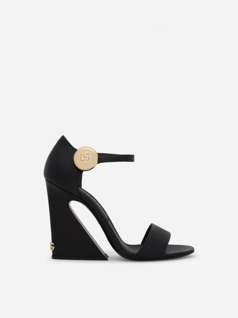 Nappa leather sandals with geometric heel