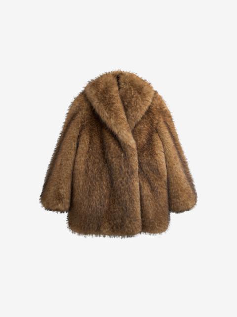 The Frankie Shop Belle Faux Fur Short Coat - Brown