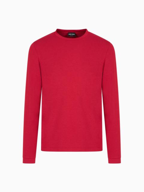 GIORGIO ARMANI Stretch viscose jersey jumper with crew neck and long sleeves
