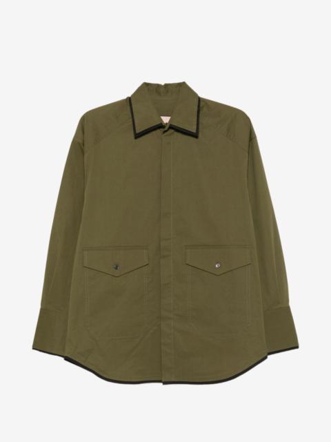 Plan C contrast-trim flap-pocket shirt