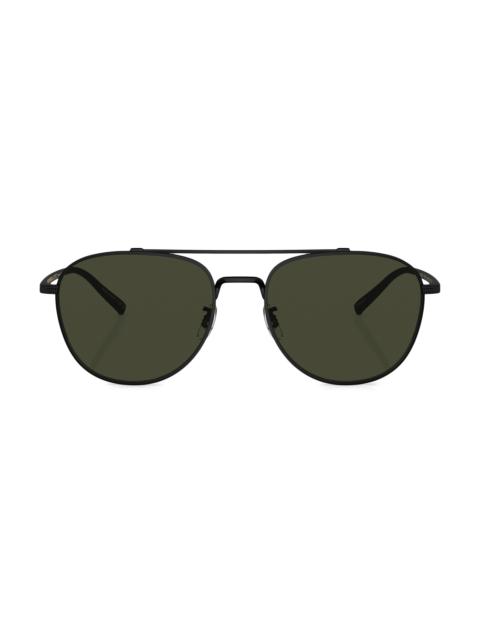 Oliver Peoples Men's Rivetti 55MM Aviator Sunglasses - Matte Black Dark Grey