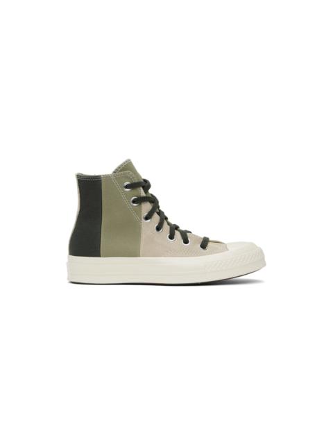Taupe & Green Chuck 70 Patchwork Suede Sneakers