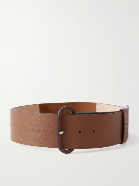 Max Mara Textured leather belt Brown