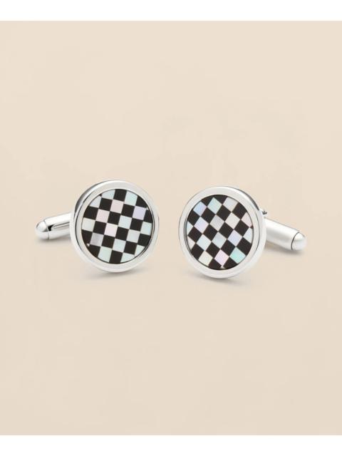 Brooks Brothers Sterling Silver Rhodium-Plated Checkerboard Cufflinks