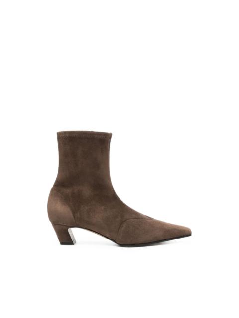 KHAITE suede pointed-toe ankle boots