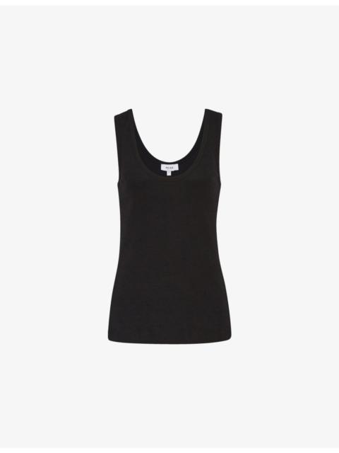 REISS Violet Ribbed Stretch-Cotton Vest