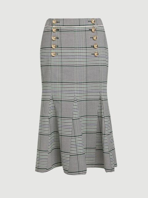 KAREN MILLEN Tailored Check Godet Midi Skirt