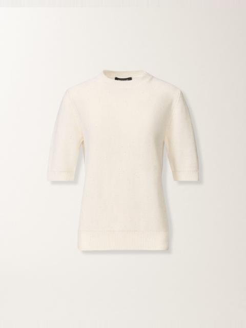 FABIANA FILIPPI White cotton and linen sweater with sequins