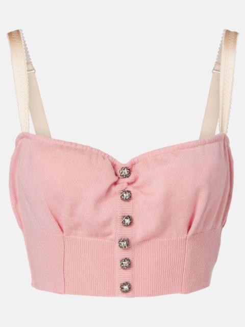 Dolce & Gabbana Embellished cropped silk-blend vest