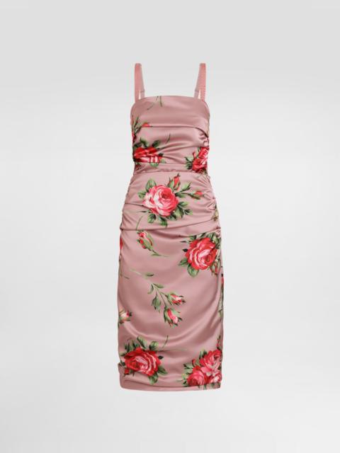 Dolce & Gabbana Rose bouquet-print satin dress