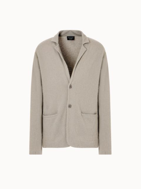EMPORIO ARMANI ICON PLAIN-KNIT PURE CASHMERE JACKET