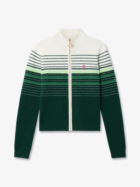 CASABLANCA White & Green Boucle Stripe Zip-Up Track Jacket | Casablanca Paris