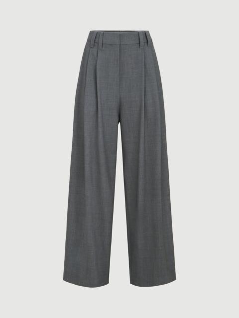 Brunello Cucinelli Tropical luxury wool tailored trousers with monili