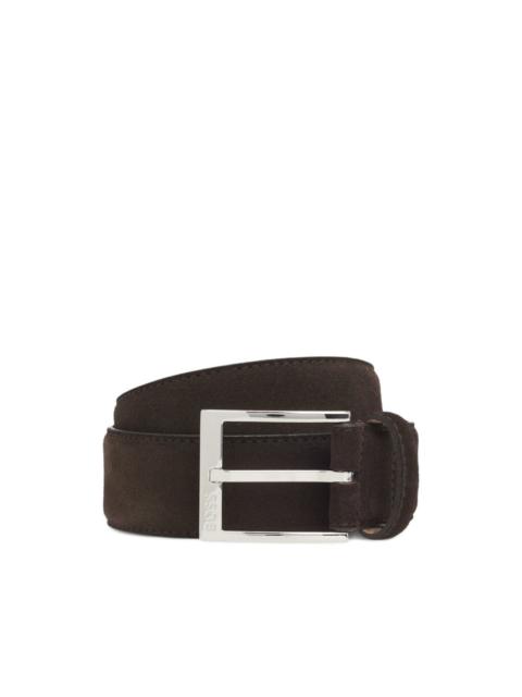 BOSS square-buckle leather belt
