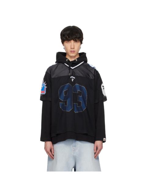 A BATHING APE® Black Multi Logo Relaxed Fit Football Hoodie