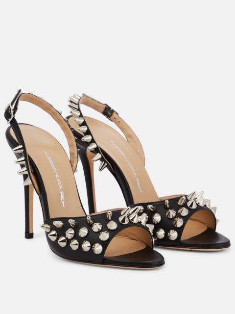 Embellished leather sandals