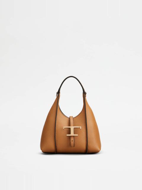 Tod's T TIMELESS HOBO BAG IN LEATHER MICRO - BROWN
