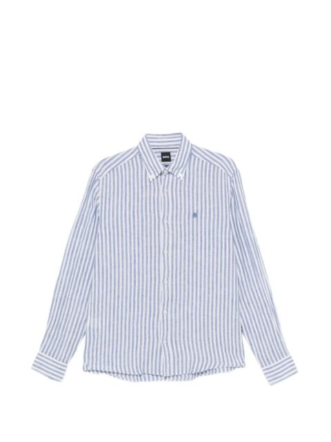BOSS vertical-stripe linen shirt