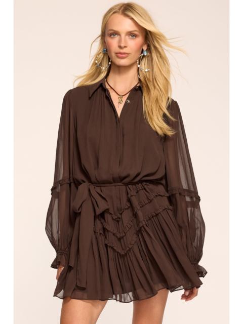 RAMY BROOK Maya Silk Ruffled Long Sleeve Dress