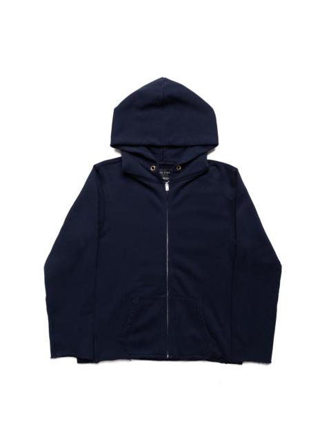 LES TIEN Heavyweight Raw Zip Hoodie - Navy
