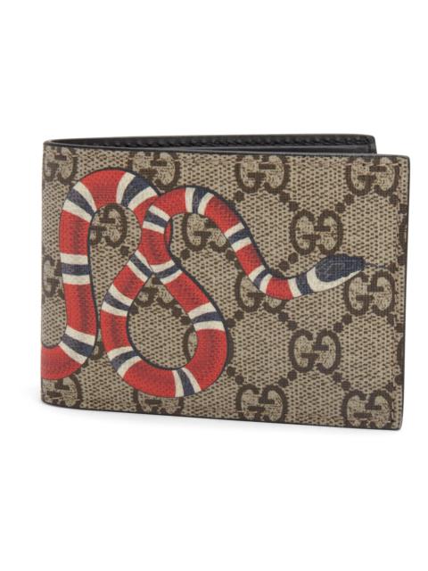 GUCCI Gucci Bifold Wallet GG Supreme Kingsnake (4 Card Slots) Beige