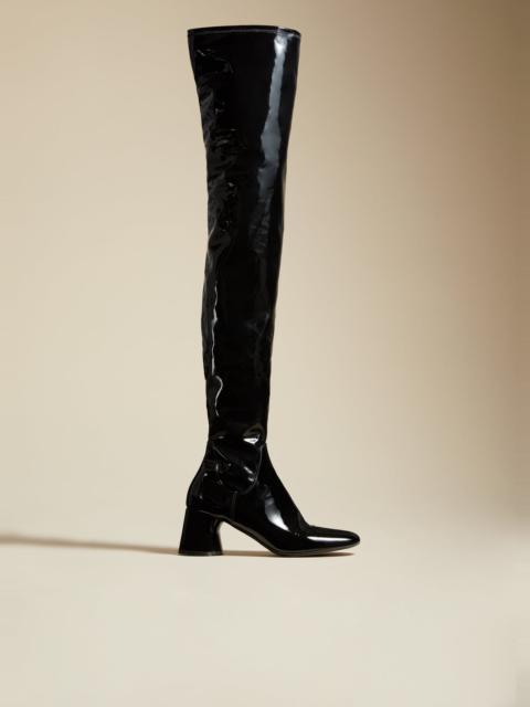 KHAITE The Wythe Over-the-Knee Boot in Black Patent Leather