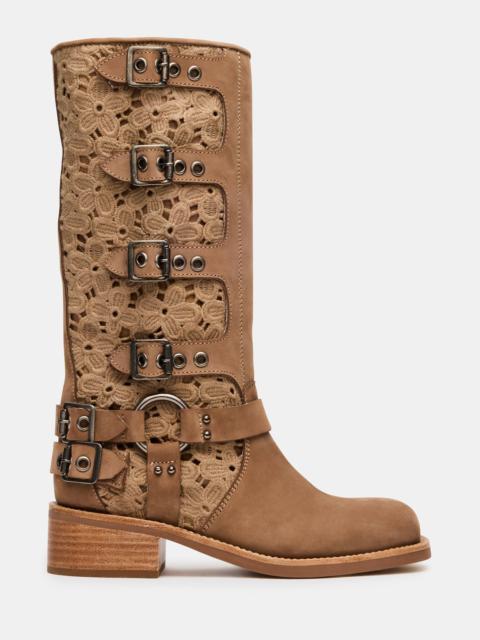STEVE MADDEN ROCKY FLORAL TAN NUBUCK