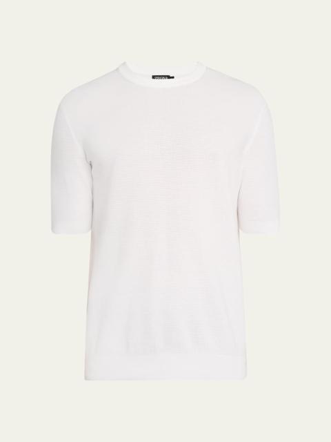 ZEGNA Men's Cotton Honeycomb Short-Sleeve Crewneck Sweater