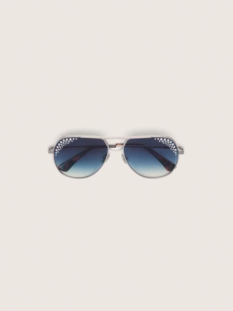 Golden Goose Carter aviator sunglasses with blue lenses and crystals