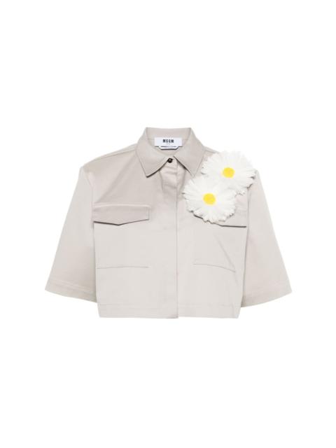 floral-appliquÃ© cropped shirt