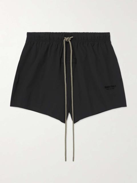 ESSENTIALS Straight-Leg Logo-Appliquéd Shell Drawstring Shorts