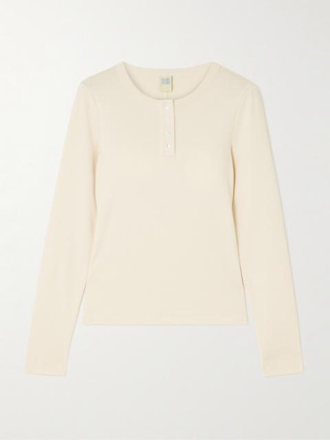 FLORE FLORE Jess Ribbed Organic Cotton-jersey Henley Top