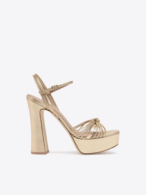 MALONE SOULIERS Lucille 125 Gold Metallic Leather Platform Sandals