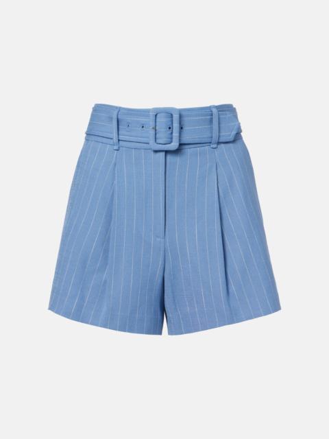 VERONICA BEARD Piper striped linen-blend shorts