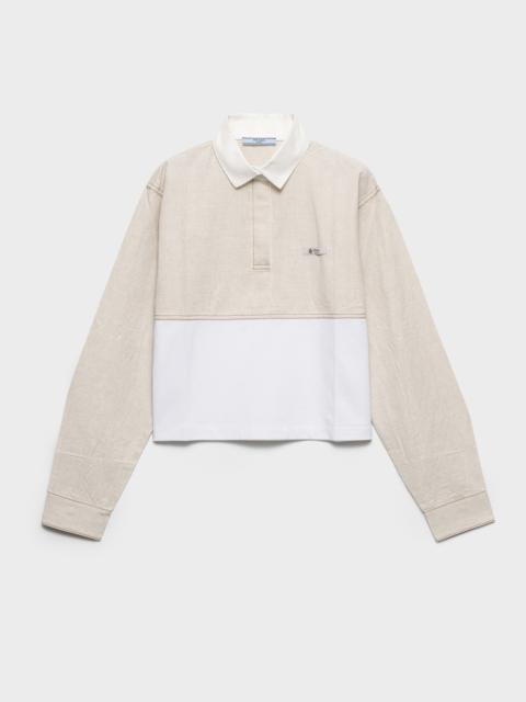 Prada Chambray and jersey polo shirt
