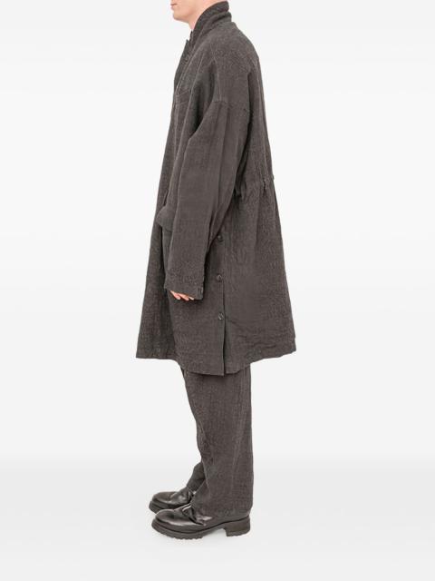 button linen wool coat