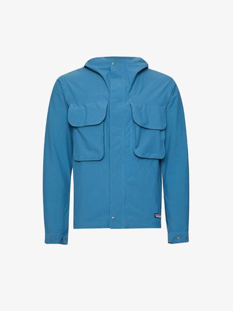 Isthmus flap-pocket boxy-fit stretch-woven jacket