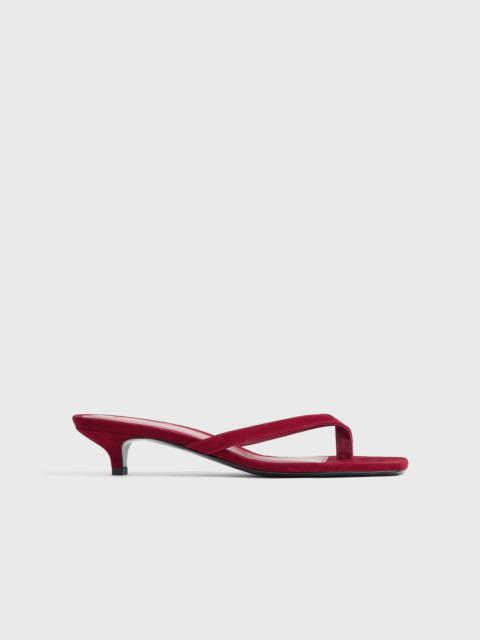 Totême Suede heeled flip flops scarlet