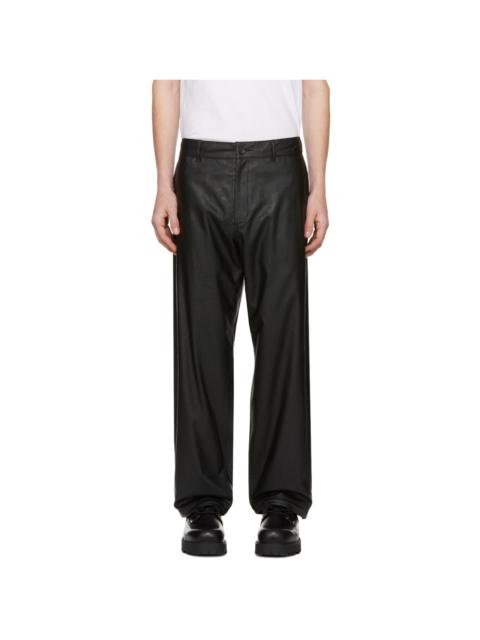 N.Hoolywood Black Wide Faux-Leather Trousers