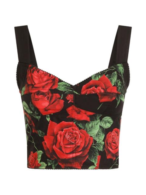 Dolce & Gabbana rose-print poplin top