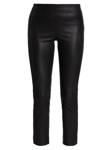 Vince Women's Leather Slim-Fit Ankle Pants - Black
