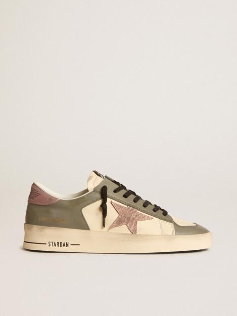 Men's Stardan LTD in gray leather with a pink leather star and heel tab