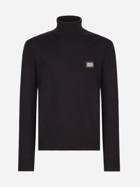 Dolce & Gabbana Wool turtle-neck sweater with branded tag